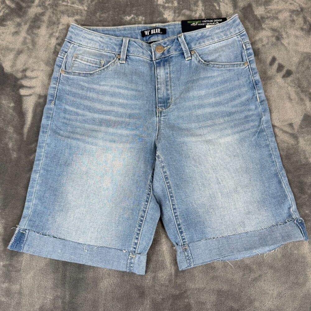 DJ Blue High Waist Bermuda Womens Shorts 8 Light Wash Shorts Classic Y2K School